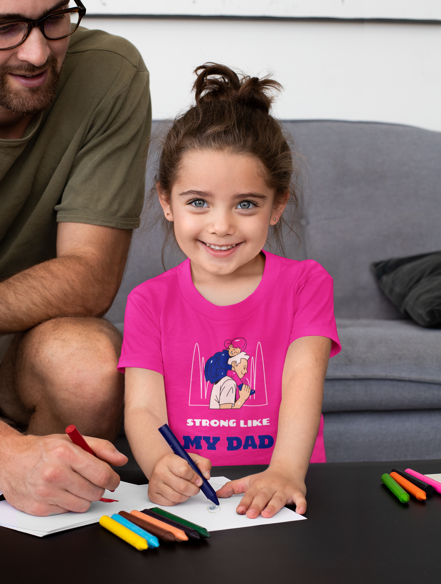 “Strong Like My Dad – Cute & Comfy Girls Tshirt